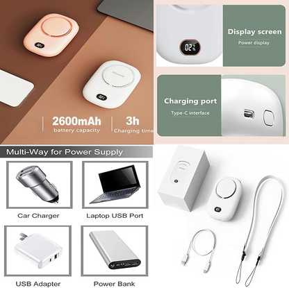 Portable Neck Fan, Mini SmallPersonal Handheld Fan USB Rechargeable 3Speed
