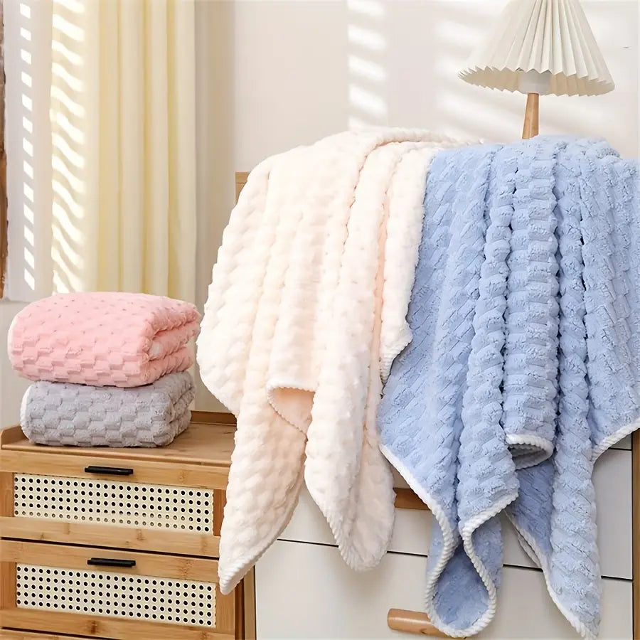 Pack of 4 Super Soft Woven Bath Towels - Quick-Drying Microfiber