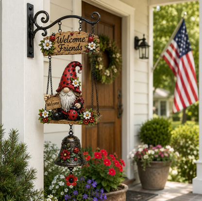 Rustic Garden Gnome Bell Outdoor Decor🐞🌸
