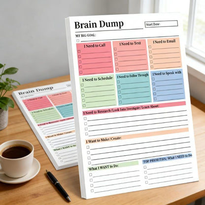 50 Sheets Daily Planner Notepad, Task Checklist To Do List Organizer Pad, Brain Dump Planning Notebook（BUY MORE SAVE MORE)