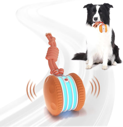 Interactive Dog Ball,Random Path Electric Moving Dogs Toy with Rope