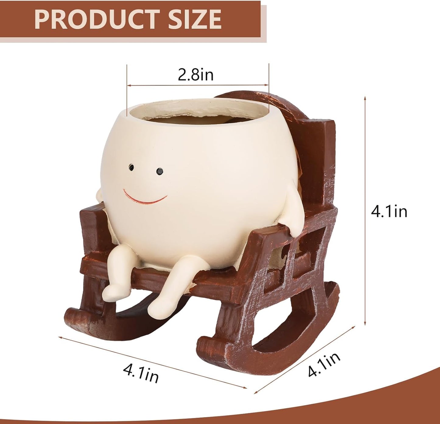 Smiley Face Flower Pot, Unique Smiley Face Rocking Sitting Rocking Chair Flower Pot,Resin Chair with Drainage Holes, Indoor and Outdoor Plant Pot, DIY Decoration Gift for Plant Lovers