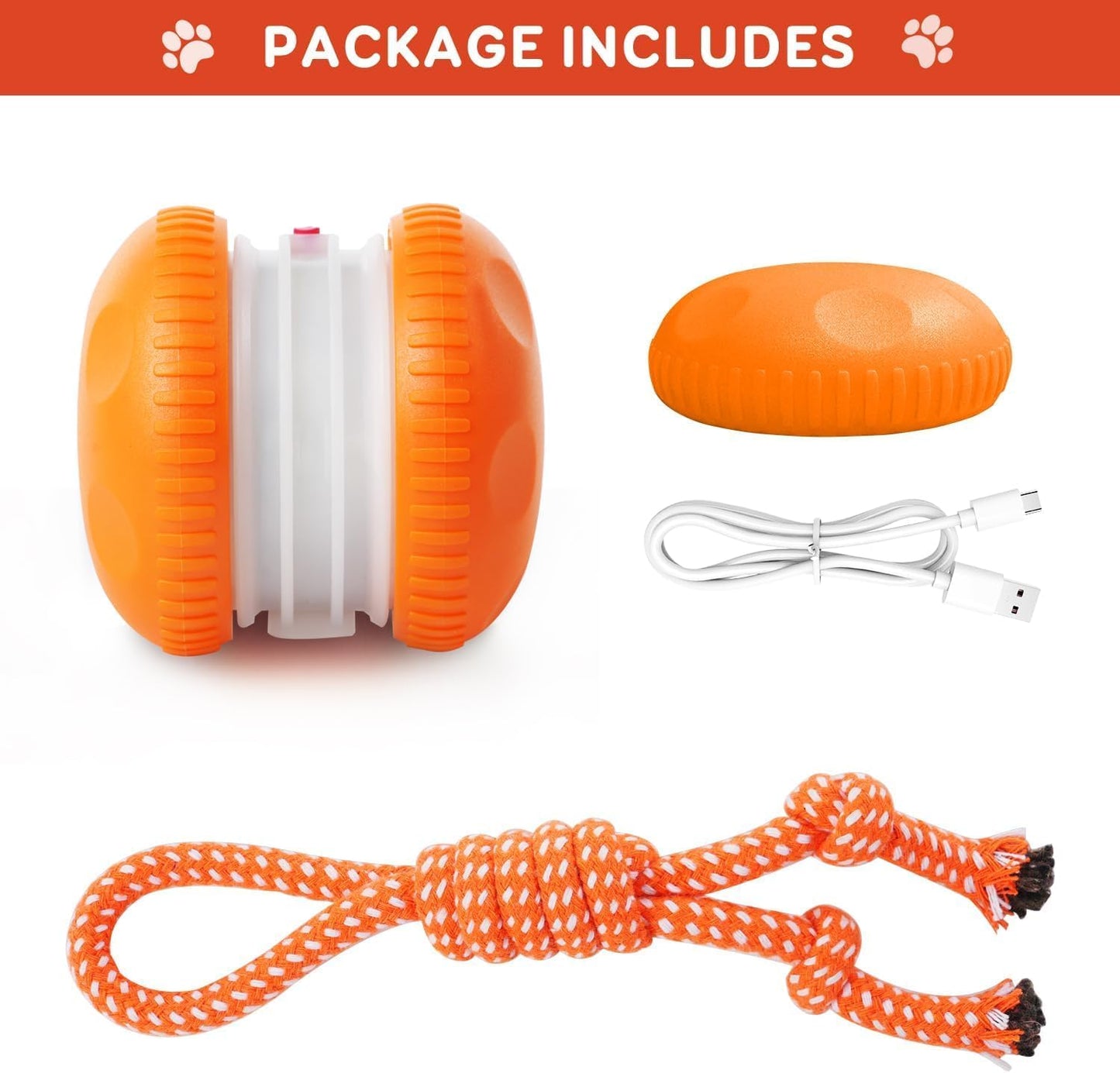 Interactive Dog Ball,Random Path Electric Moving Dogs Toy with Rope