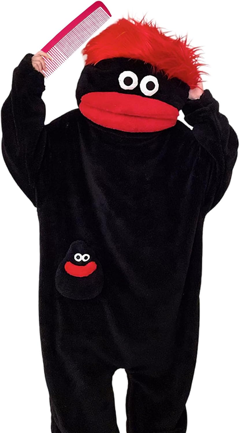 Silly Onesie, Funny Green Monster Hooded Fleece OnesiePajamas, Cozy Ultra-Soft Plush One-Piece Loungewear