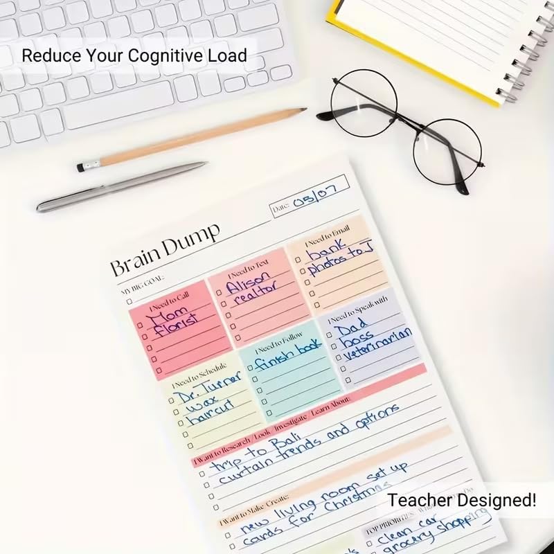50 Sheets Daily Planner Notepad, Task Checklist To Do List Organizer Pad, Brain Dump Planning Notebook（BUY MORE SAVE MORE)