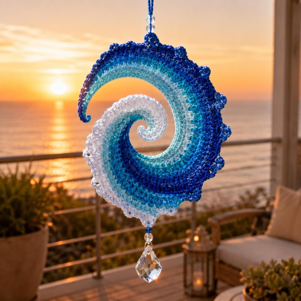 Ocean Wave Crochet Wind Spinner DIY Kit,Spiral Ocean Wave Wind Spinner DIY Crochet Kit(BUY MORE SAVE MORE)