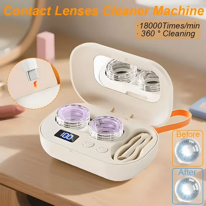 Rechargeable Ultrasonic Contact Lens Cleaner, Contact LensApplicator Tool, Gentle Cleaning & 99% Brightness（BUY MORE SAVE MORE)
