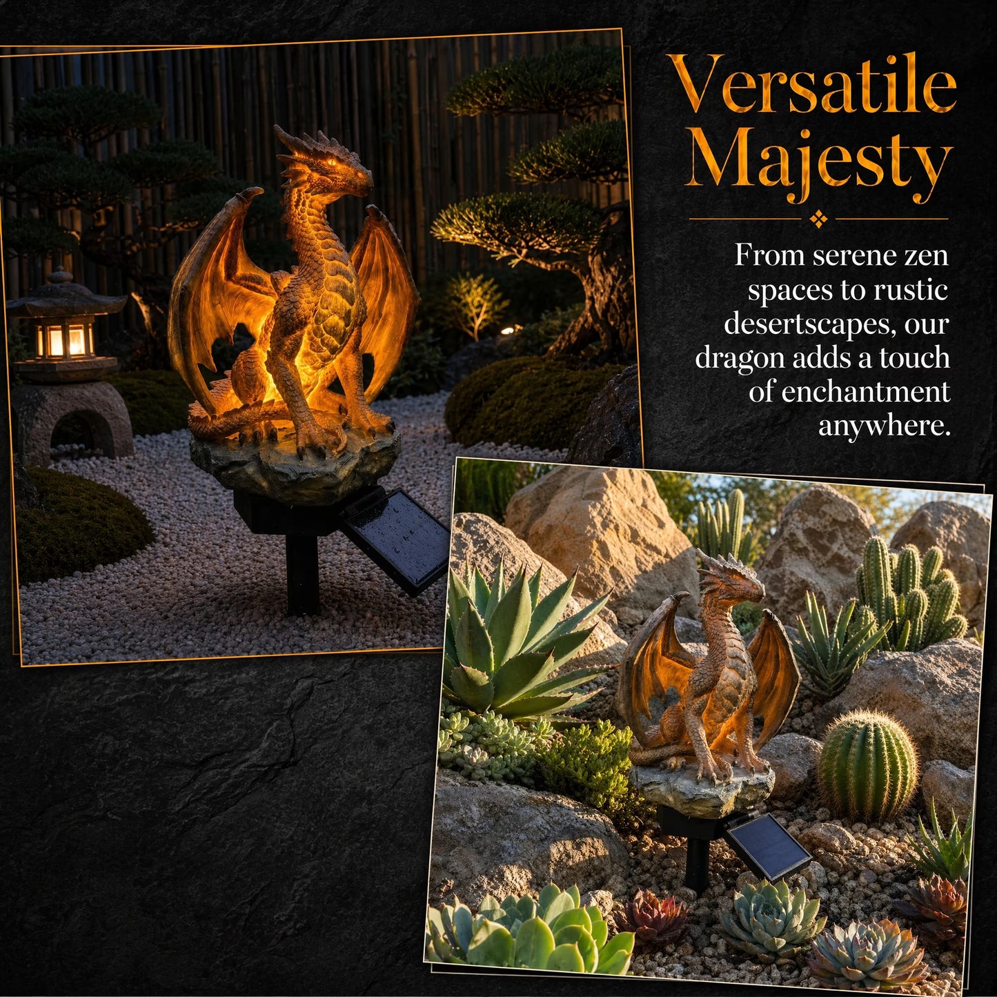 Dragon Legacy Golden Ember Solar Dragon Garden Statue Light