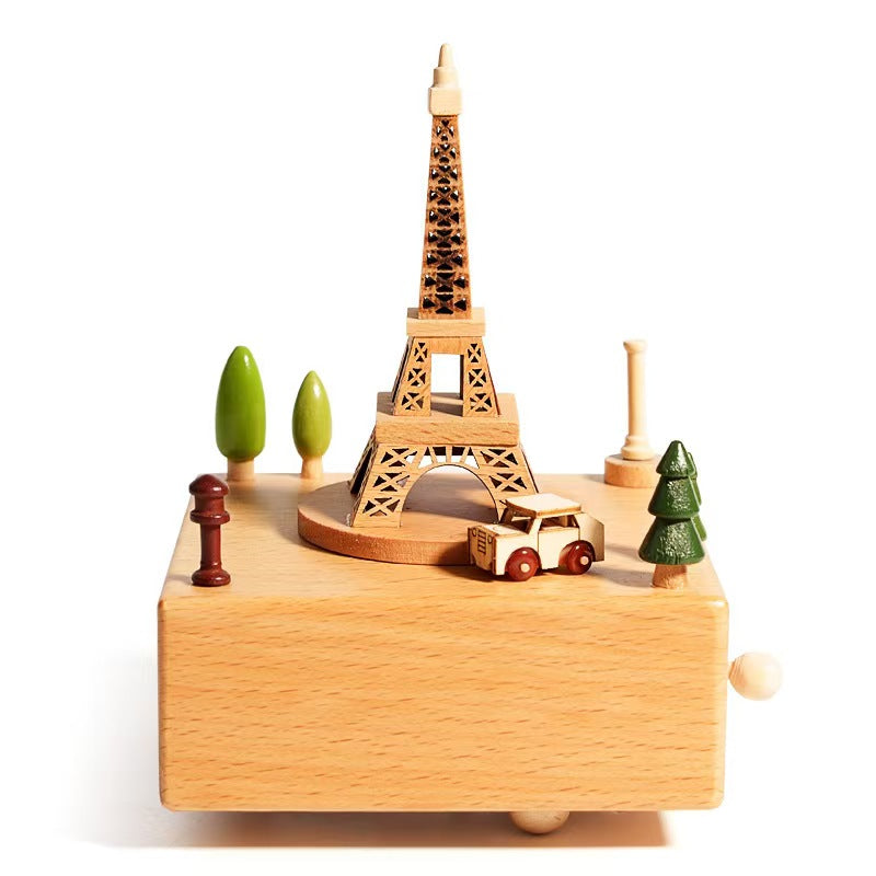 Wood Musical Box Birthday HomeDecoration Rotating Music Boxes MagneticTrain Toy with Mountain Tunnel for Kids BoysGirls