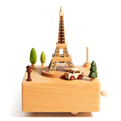 Wood Musical Box Birthday HomeDecoration Rotating Music Boxes MagneticTrain Toy with Mountain Tunnel for Kids BoysGirls