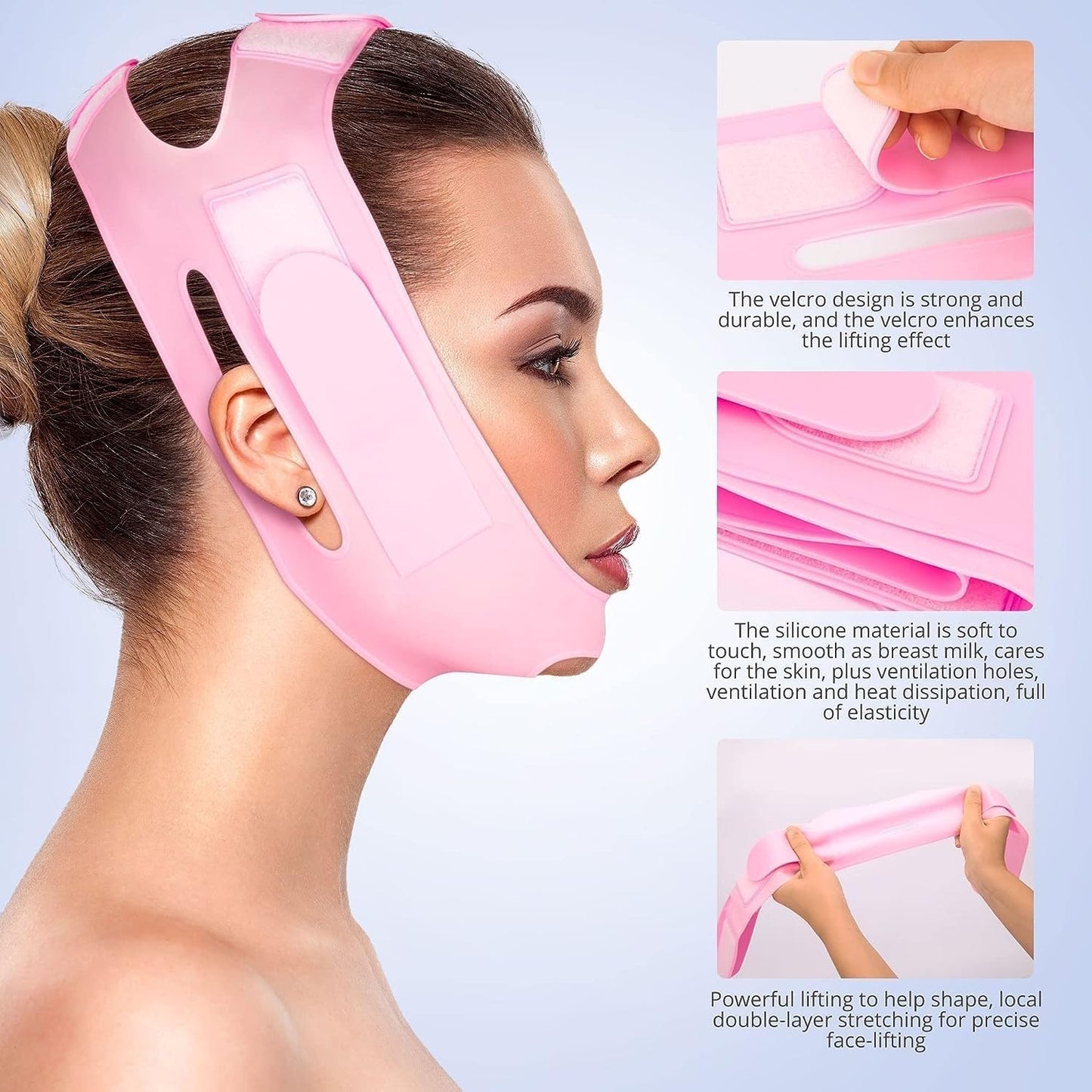 V Face Mask, Double Layer Silicone Face Slimming Bandage, Chin and Cheek Lift Belt(BUY MORE SAVE MORE)