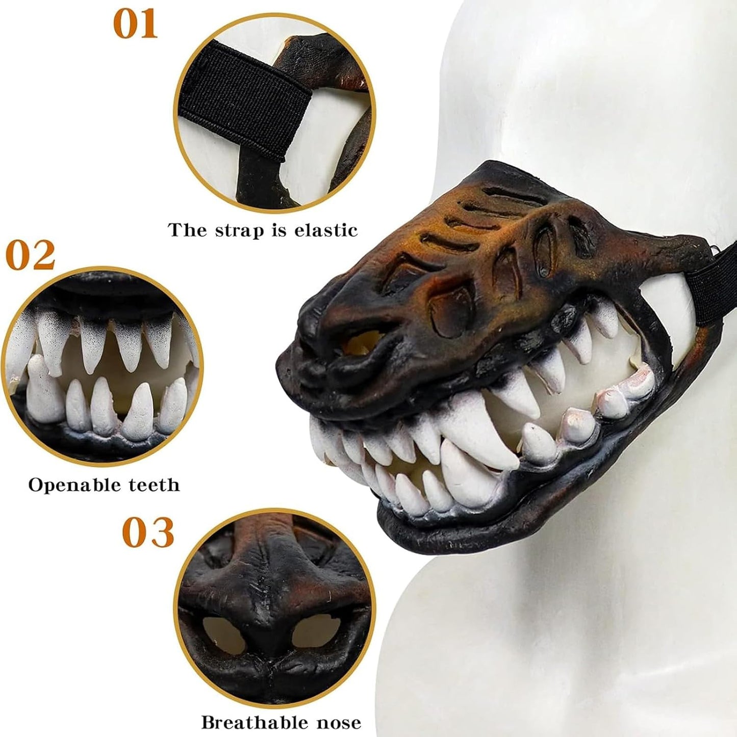 Scary Werewolf Dog Muzzle with LargeTeeth,Hilarious Costume for Halloween
