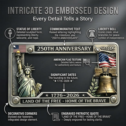 250th Anniversary Commemorative License Plate Frame, Fits Standard (1pc)