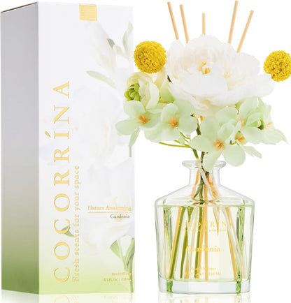 Reed Diffuser - Sandalwood Rose 8.5 Fl.oz Flower Reed Diffuser Set with 8 Sticks, Home Fragrance Reed Diffuser for Home Bedroom Office Bathroom Shelf Decor (Master Collection)