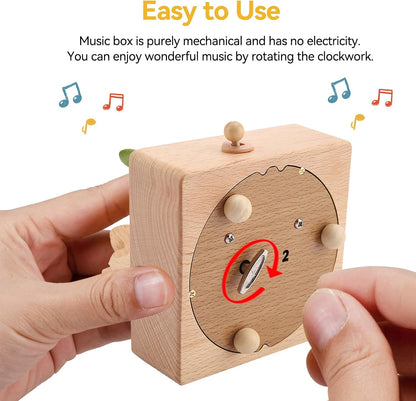 Wood Musical Box Birthday HomeDecoration Rotating Music Boxes MagneticTrain Toy with Mountain Tunnel for Kids BoysGirls