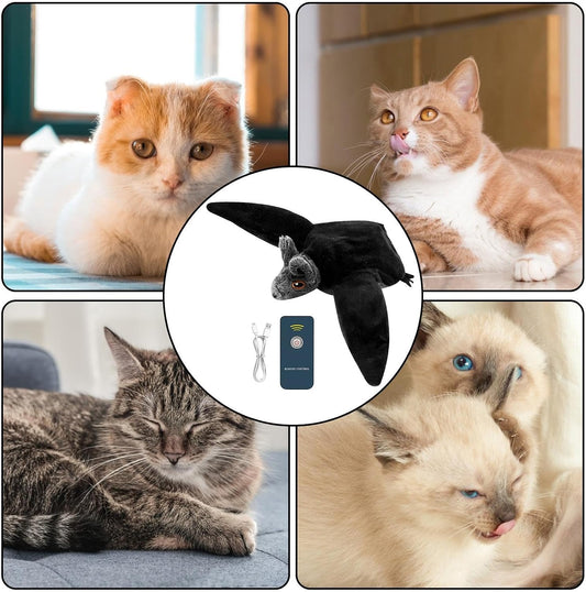 Interactive Cat Toy - Intelligent Flapping Bat with Catnip - Vivid Chirping, 3 Modes, Beating Wings Toys, Halloween Cat Exercise Toys for Indoor Cats