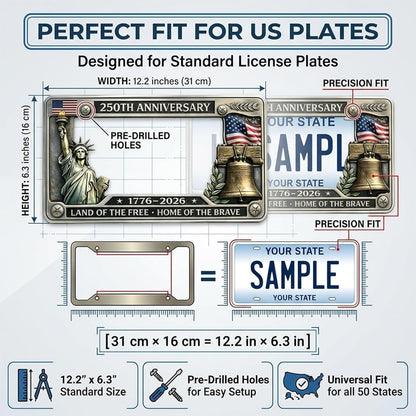 250th Anniversary Commemorative License Plate Frame, Fits Standard (1pc)