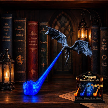 Dragon Bookshelf Nook Light, 3D Printed Fire-Breathing Fantasy Shelf Decor