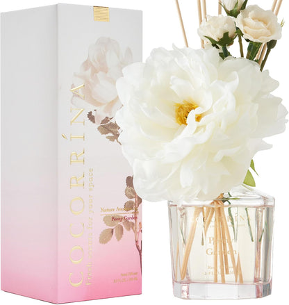 Reed Diffuser - Sandalwood Rose 8.5 Fl.oz Flower Reed Diffuser Set with 8 Sticks, Home Fragrance Reed Diffuser for Home Bedroom Office Bathroom Shelf Decor (Master Collection)