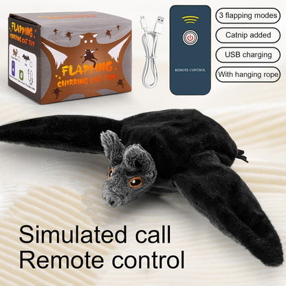 Interactive Cat Toy - Intelligent Flapping Bat with Catnip - Vivid Chirping, 3 Modes, Beating Wings Toys, Halloween Cat Exercise Toys for Indoor Cats