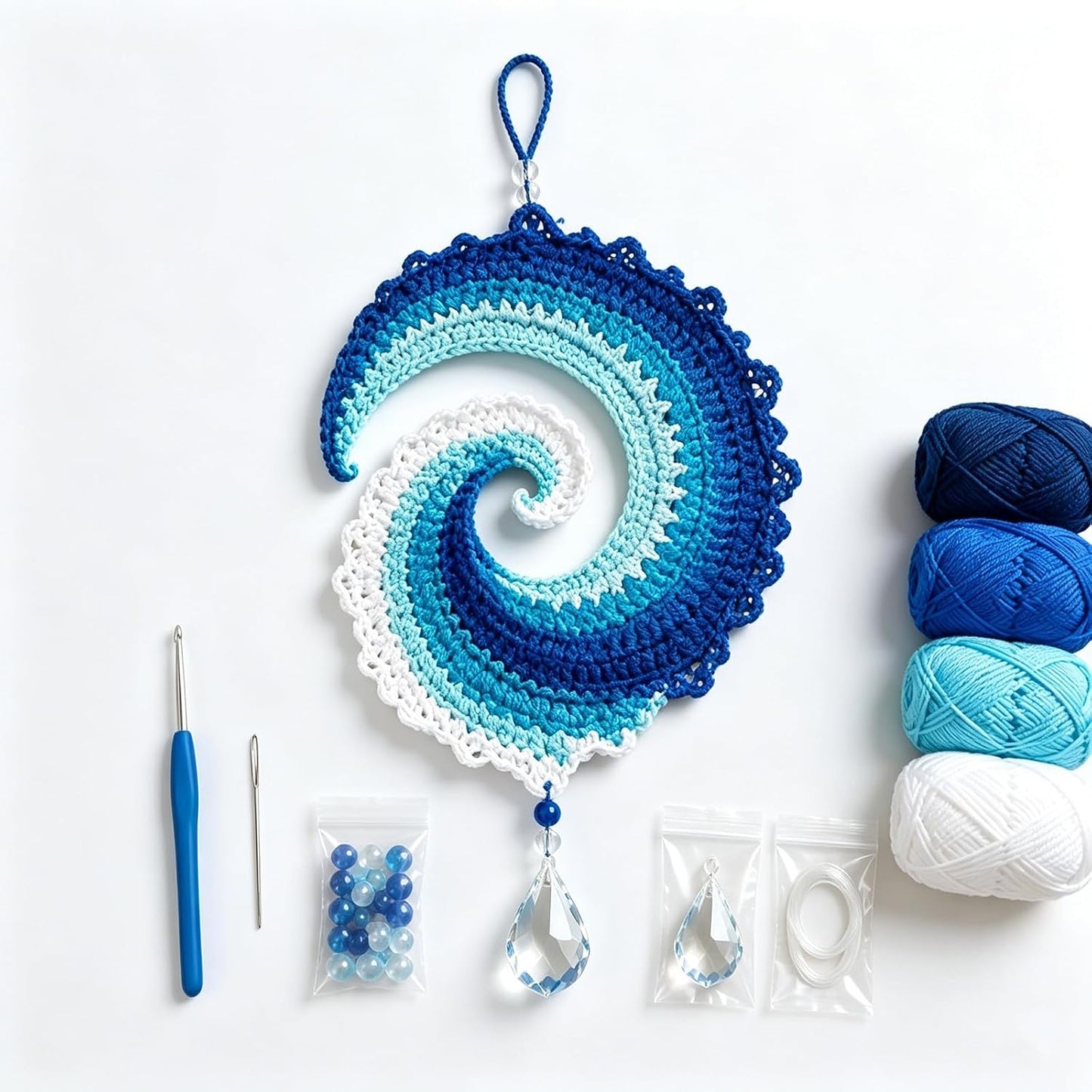Ocean Wave Crochet Wind Spinner DIY Kit,Spiral Ocean Wave Wind Spinner DIY Crochet Kit(BUY MORE SAVE MORE)