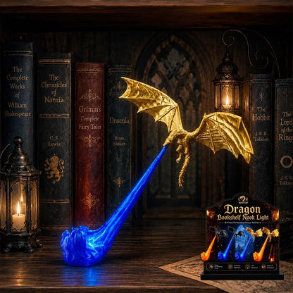Dragon Bookshelf Nook Light, 3D Printed Fire-Breathing Fantasy Shelf Decor