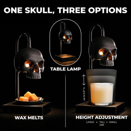 Skull Candle Warmer Lamp with Timer and Dimmer, Black Gothic Decor