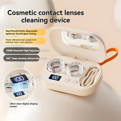 Rechargeable Ultrasonic Contact Lens Cleaner, Contact LensApplicator Tool, Gentle Cleaning & 99% Brightness（BUY MORE SAVE MORE)