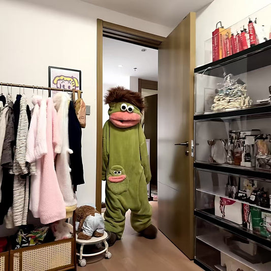 Silly Onesie, Funny Green Monster Hooded Fleece OnesiePajamas, Cozy Ultra-Soft Plush One-Piece Loungewear