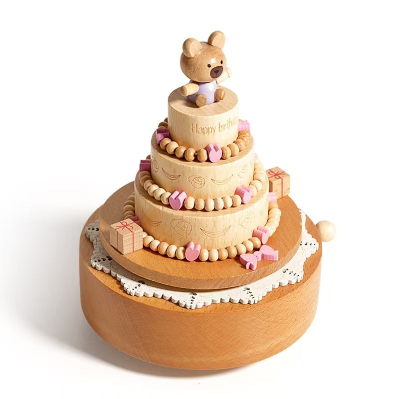 Wood Musical Box Birthday HomeDecoration Rotating Music Boxes MagneticTrain Toy with Mountain Tunnel for Kids BoysGirls