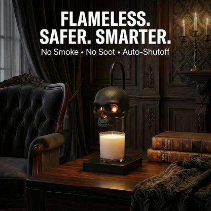 Skull Candle Warmer Lamp with Timer and Dimmer, Black Gothic Decor