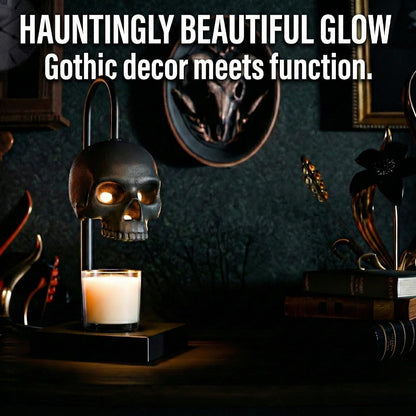 Skull Candle Warmer Lamp with Timer and Dimmer, Black Gothic Decor