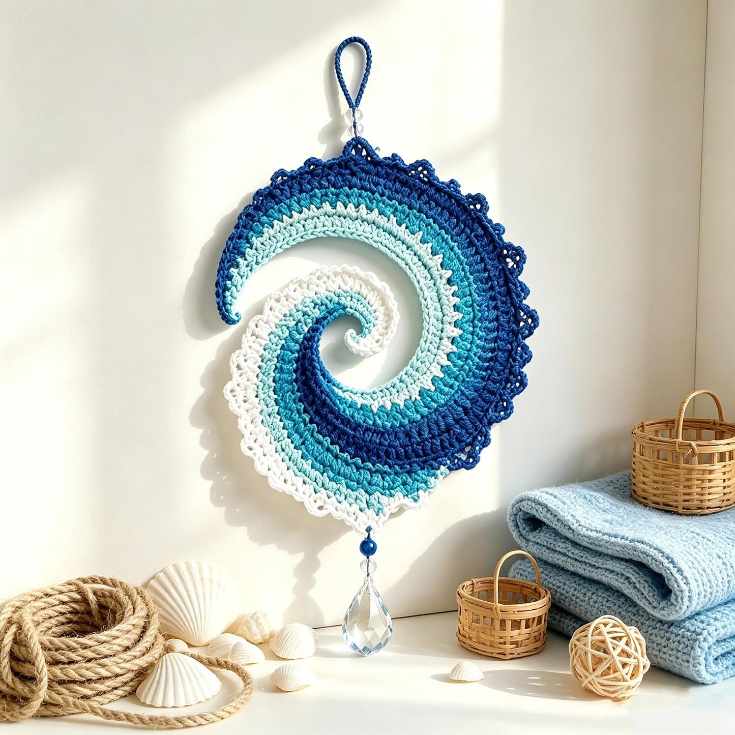Ocean Wave Crochet Wind Spinner DIY Kit,Spiral Ocean Wave Wind Spinner DIY Crochet Kit(BUY MORE SAVE MORE)