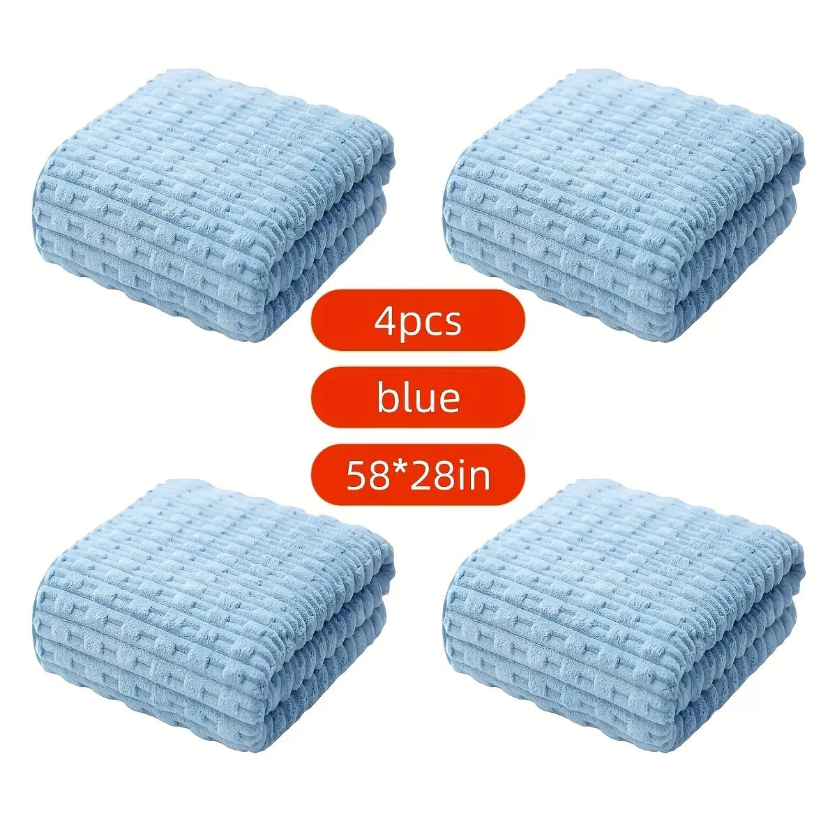 Pack of 4 Super Soft Woven Bath Towels - Quick-Drying Microfiber