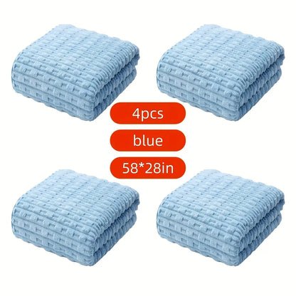 Pack of 4 Super Soft Woven Bath Towels - Quick-Drying Microfiber