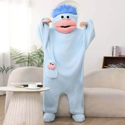 Silly Onesie, Funny Green Monster Hooded Fleece OnesiePajamas, Cozy Ultra-Soft Plush One-Piece Loungewear