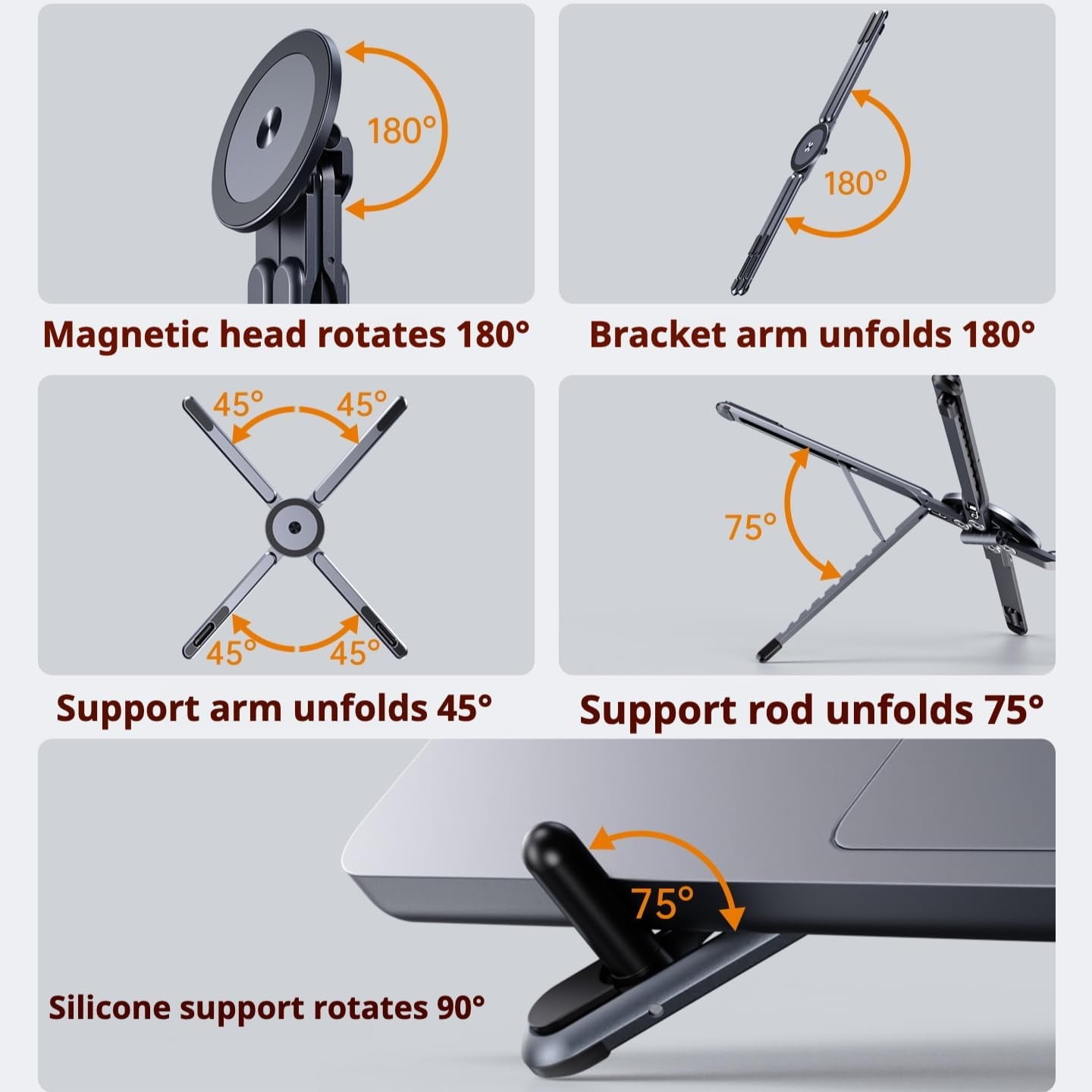 Foldable Laptop Stand for Desk, 3 in 1 Portable Holder forLaptop