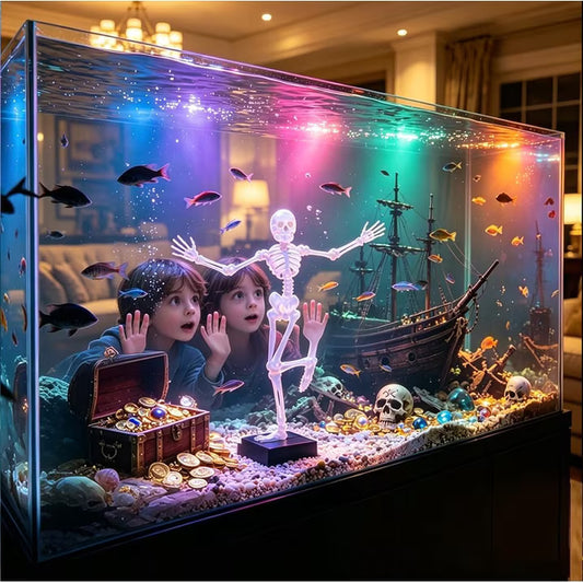 Funny Skeleton Water Wheel Aquarium Ornament