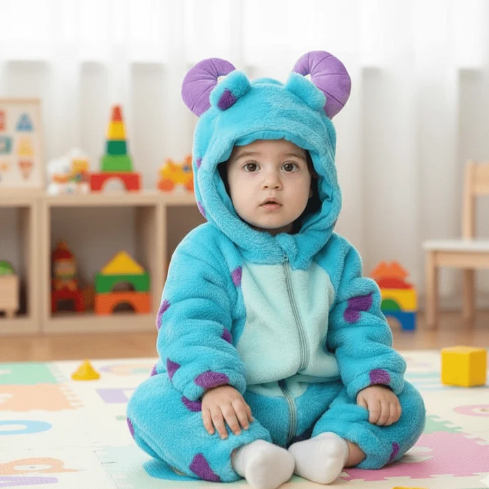 Cozy Monster-Ultra‑soft fleece baby monster costume romper