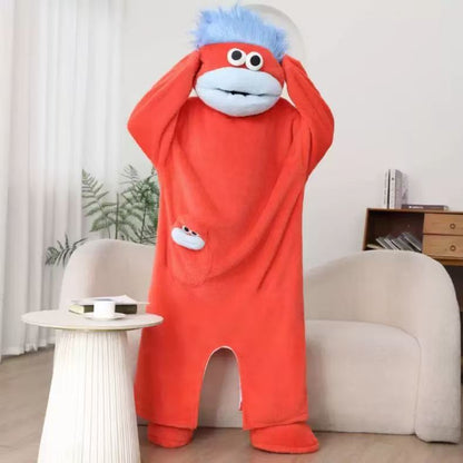 Silly Onesie, Funny Green Monster Hooded Fleece OnesiePajamas, Cozy Ultra-Soft Plush One-Piece Loungewear