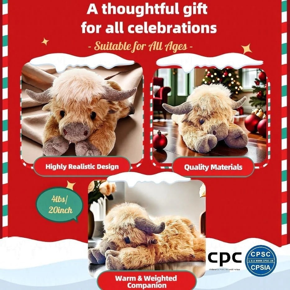 🎉New Year Sale:30% OFF🥳90K+ SOLD! 🎁✨Cute Cartoon Highland Cow Stuffed Toy