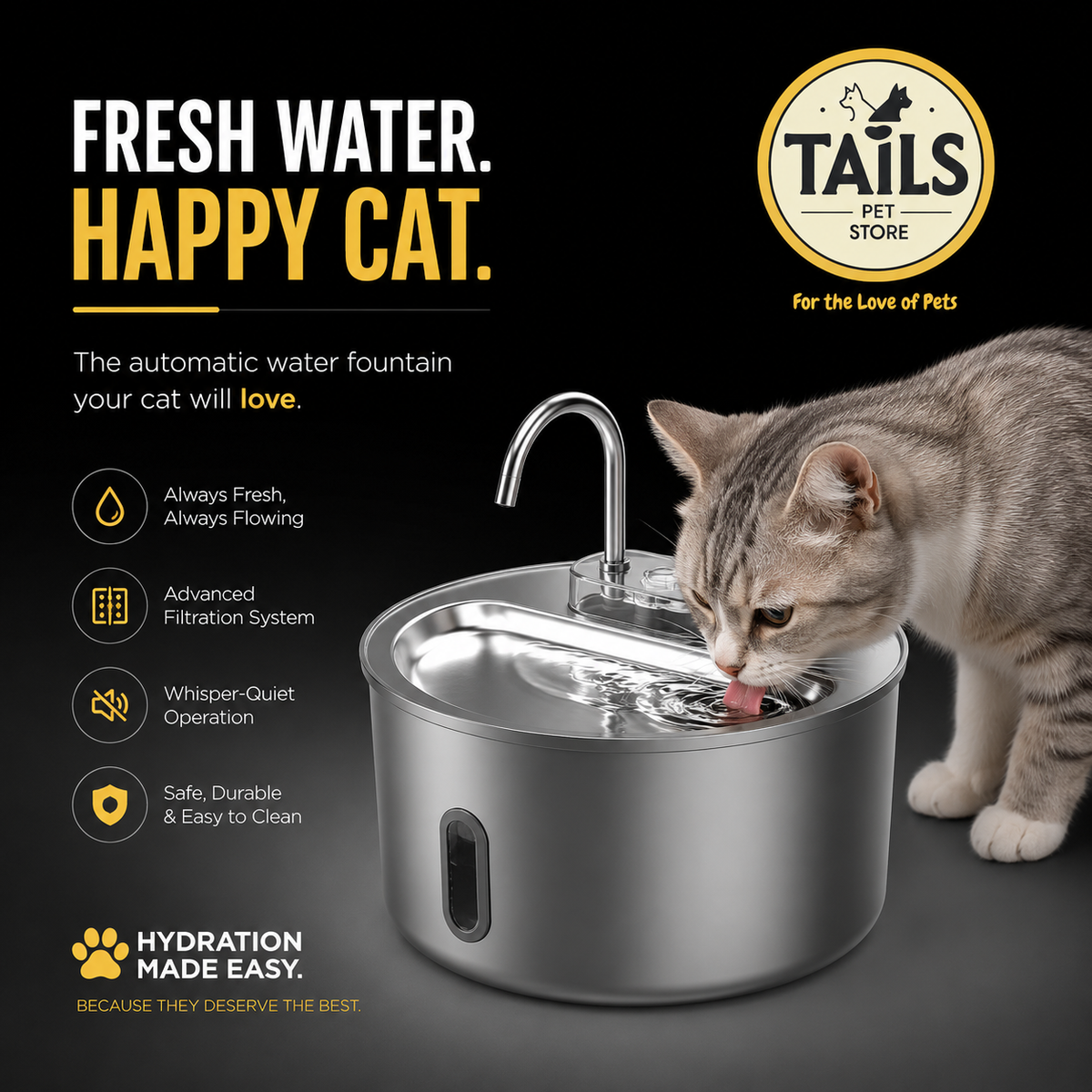 Smart Stainless Steel Pet Water Dispenser - Healthy Hydration Made Easy