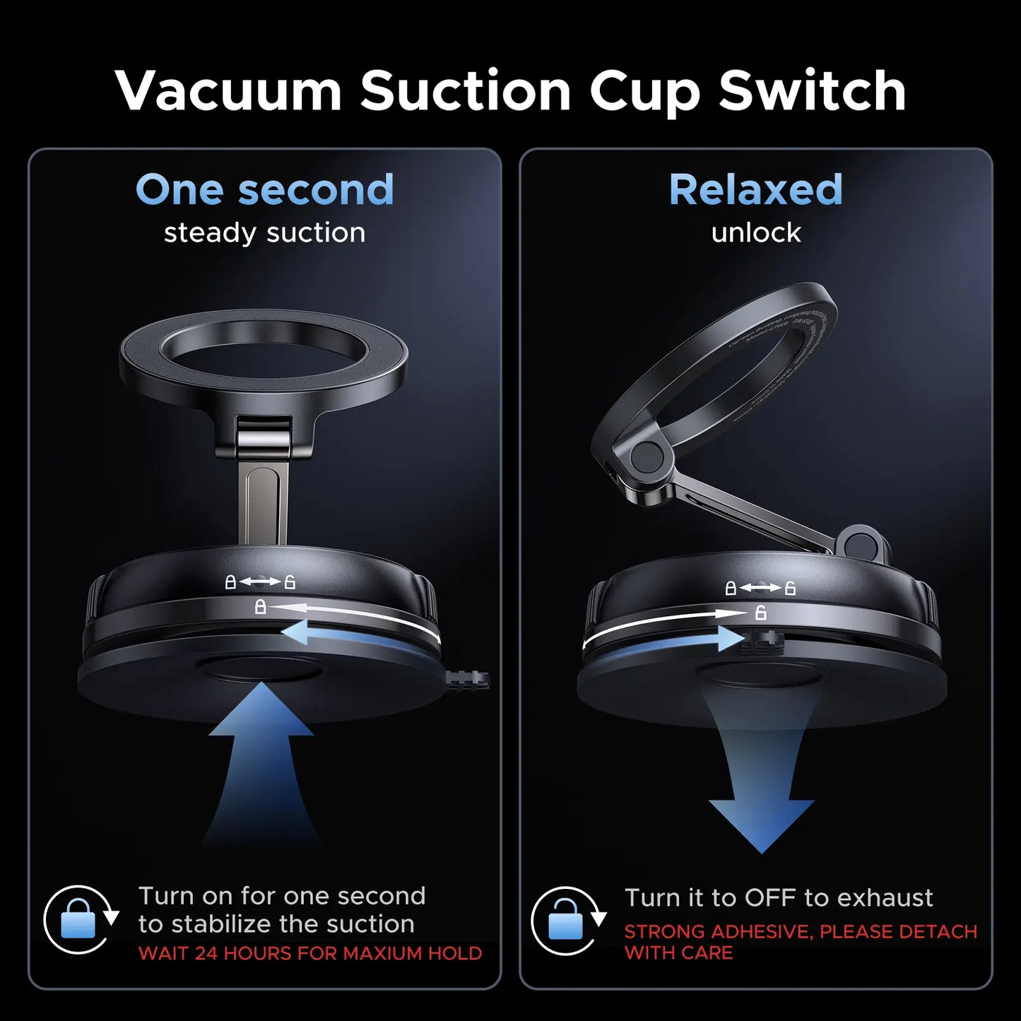 Vacuum Magnetic Car Phone Holder - 360° Adjustable