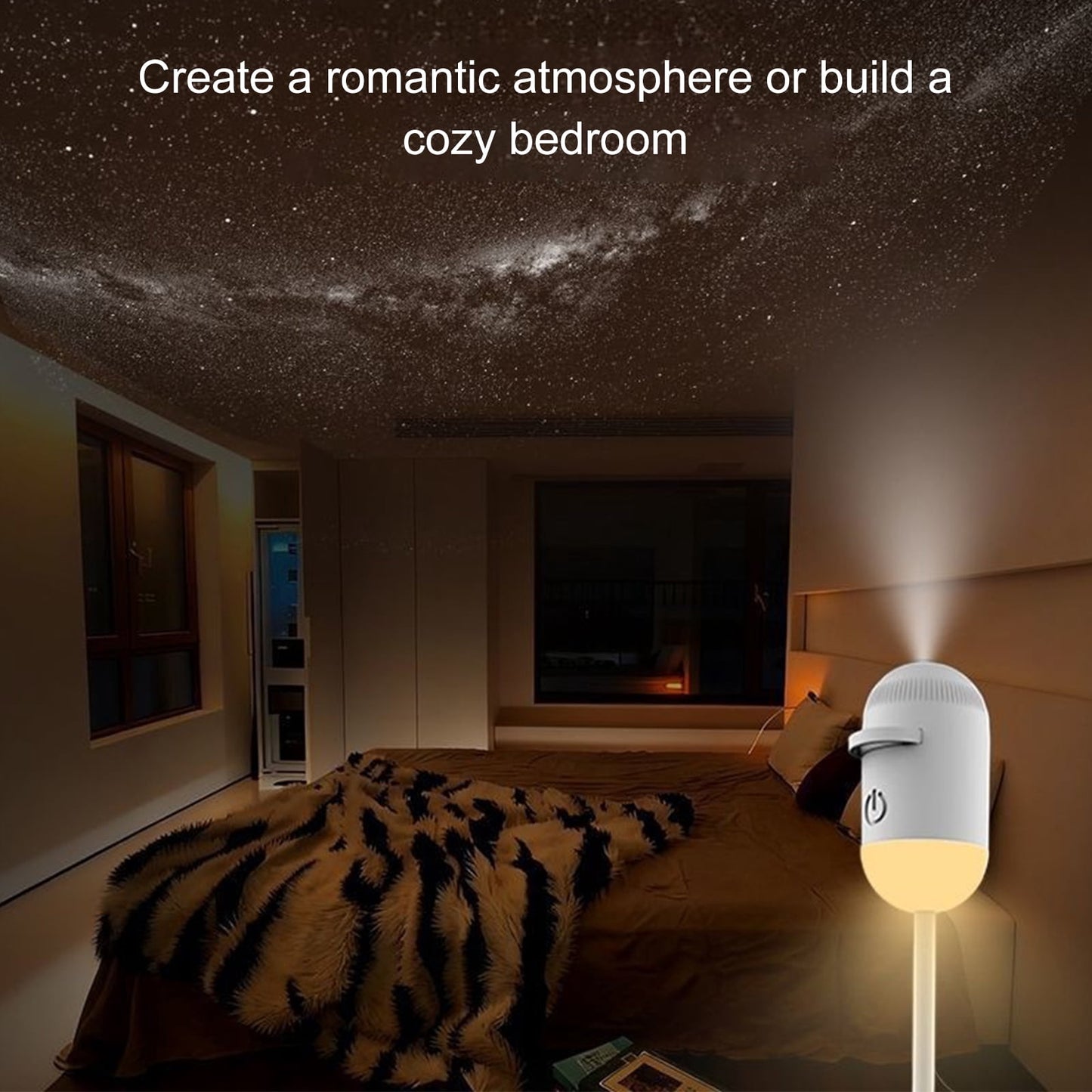 Galaxy Projector Night Light,USB Power Light with  Sliding Projection Films,Adjustable Brightness 360° Rotating Design for Car and Home Decoration