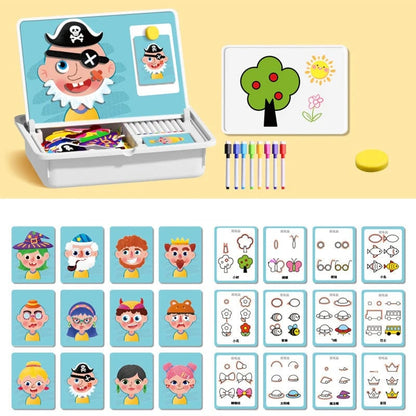 Magnetic Puzzles Face Dress Up Travel Game Double Side Preschool Educational Learning Toy for Kids