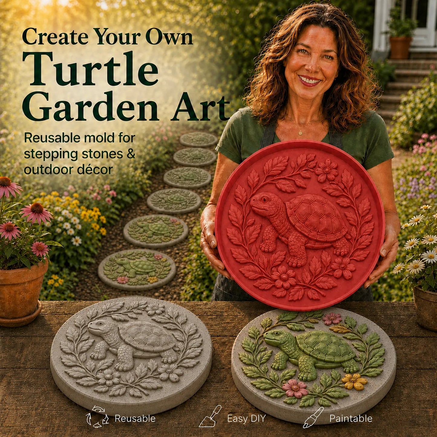 🌻 Reusable Sunflower Stepping Stone Mold