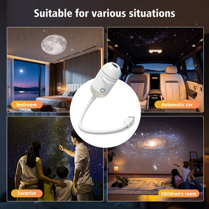 Galaxy Projector Night Light,USB Power Light with  Sliding Projection Films,Adjustable Brightness 360° Rotating Design for Car and Home Decoration