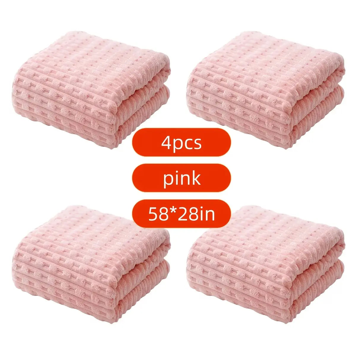 Pack of 4 Super Soft Woven Bath Towels - Quick-Drying Microfiber