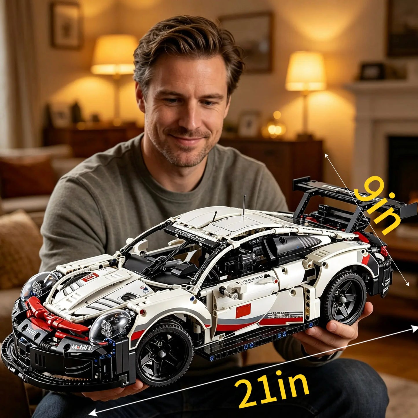 20 inches car building set, 1580 pieces, Race Car Model Kit - Building Set for Adults, Ages 18+ with Realistic Features - Gift for Birthdays #Summervibes