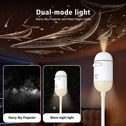 Galaxy Projector Night Light,USB Power Light with  Sliding Projection Films,Adjustable Brightness 360° Rotating Design for Car and Home Decoration